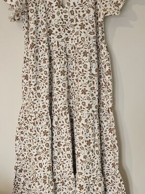 Old Navy Small Size Cream and Brown Floral Dress